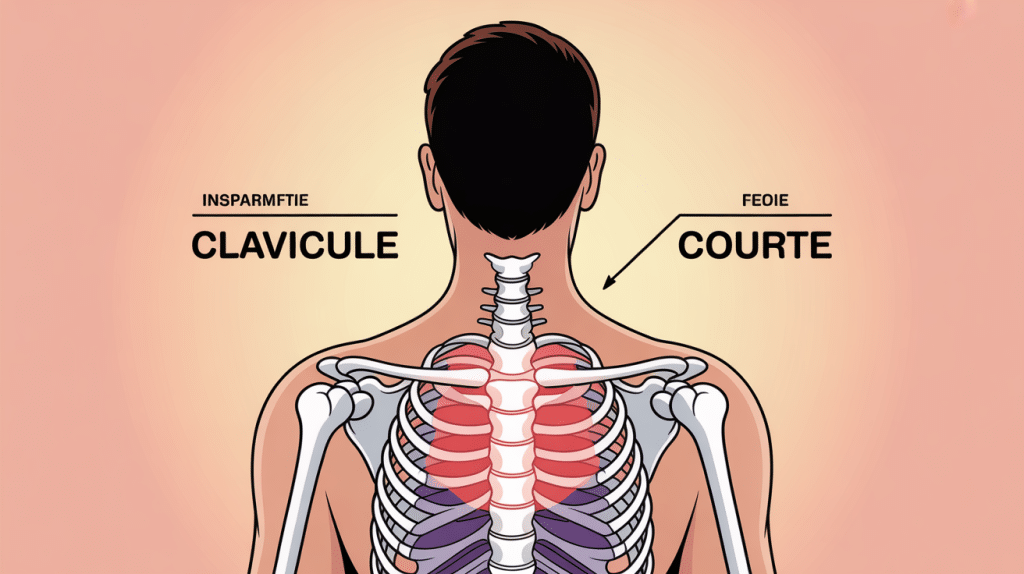 clavicule courte épaule asymétrie illustration