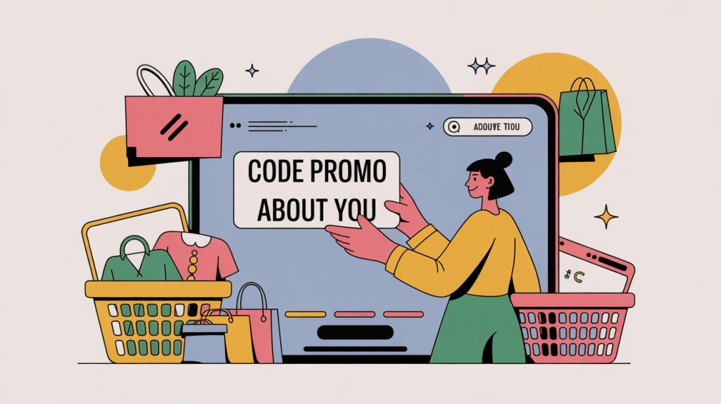 Illustration code promo about you sur ordinateur et smartphone