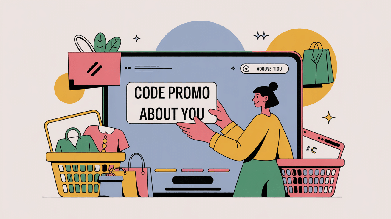 Illustration code promo about you sur ordinateur et smartphone