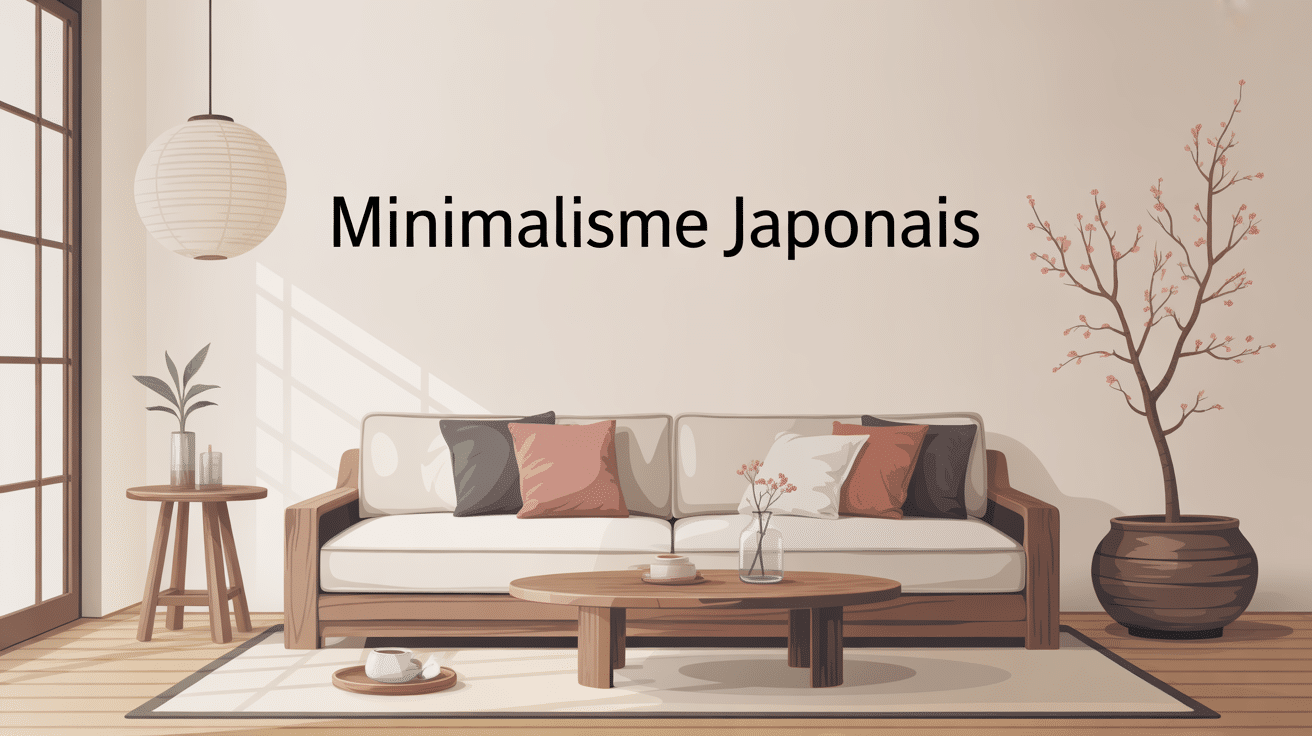 Illustration décoration intérieur minimaliste japonais