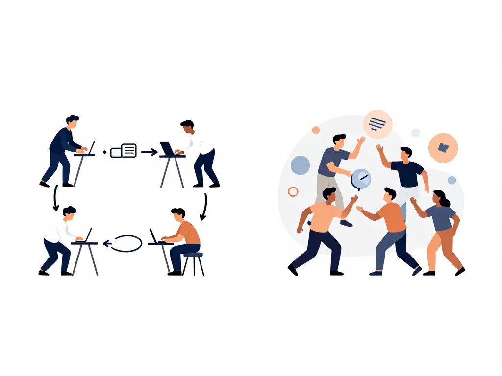 Schéma différence collaboration et coopération équipe