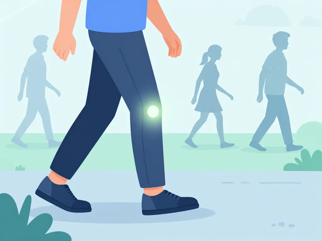 personne marche sentier doux fissure du ménisque genou éclairé