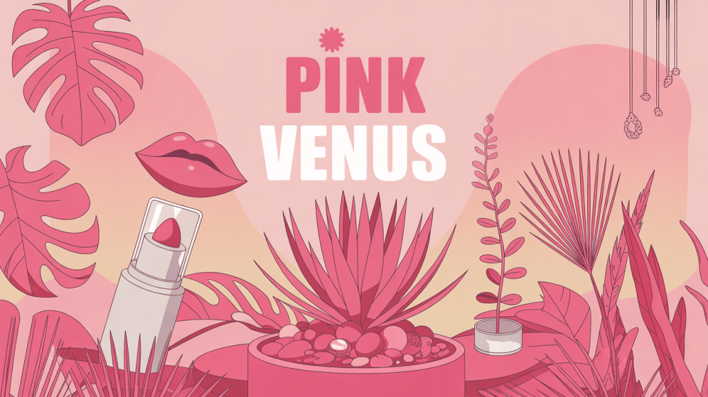 illustration globale pink venus plantes maquillage deco