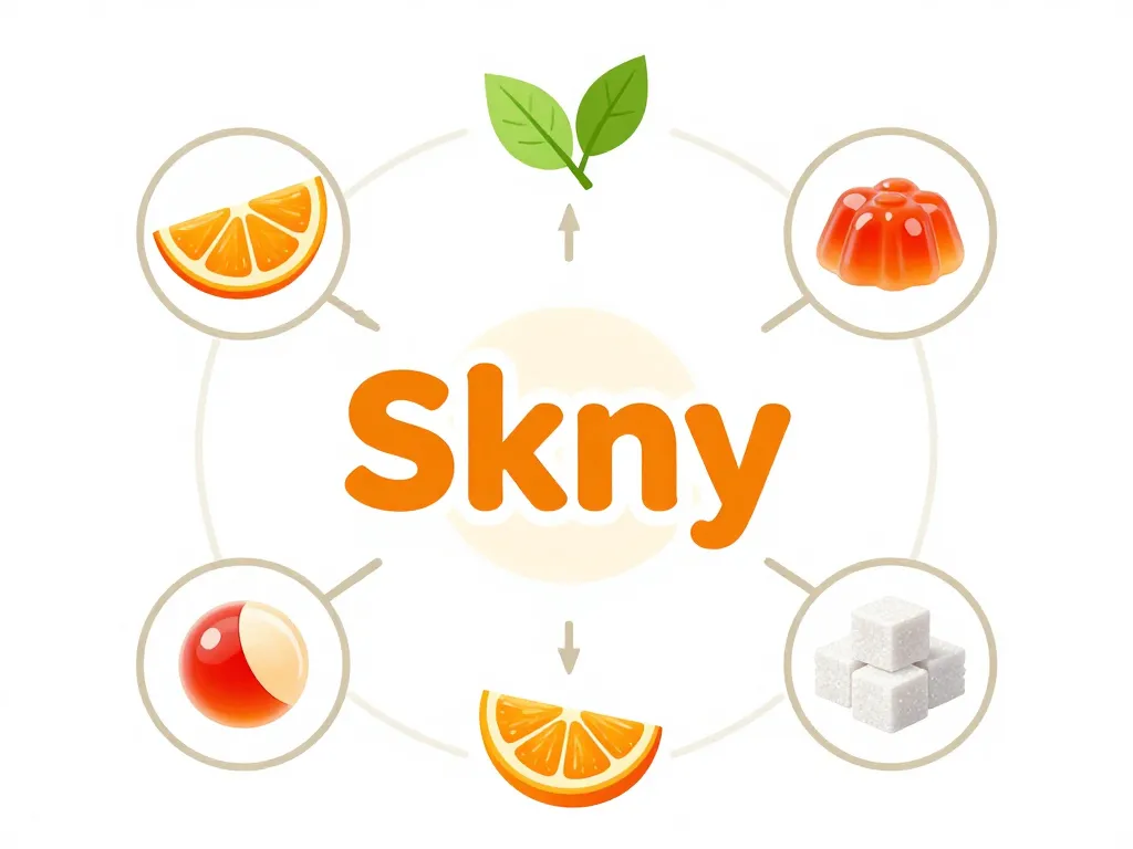 diagramme skny gummies morosil ingrédients oranges gélifiant vitamines