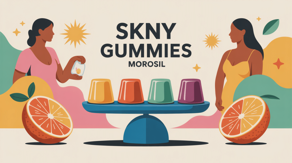 illustration skny gummies morosil perte de poids équilibre oranges sanguines