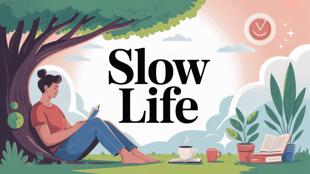 illustration zen slow life sous un arbre