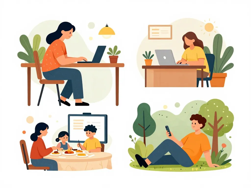 scènes slow life au travail famille loisirs