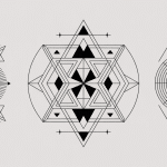 Illustration tatouage géométrique, formes modernes et mandala