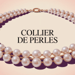 illustration élégante collier de perles sur fond pastel