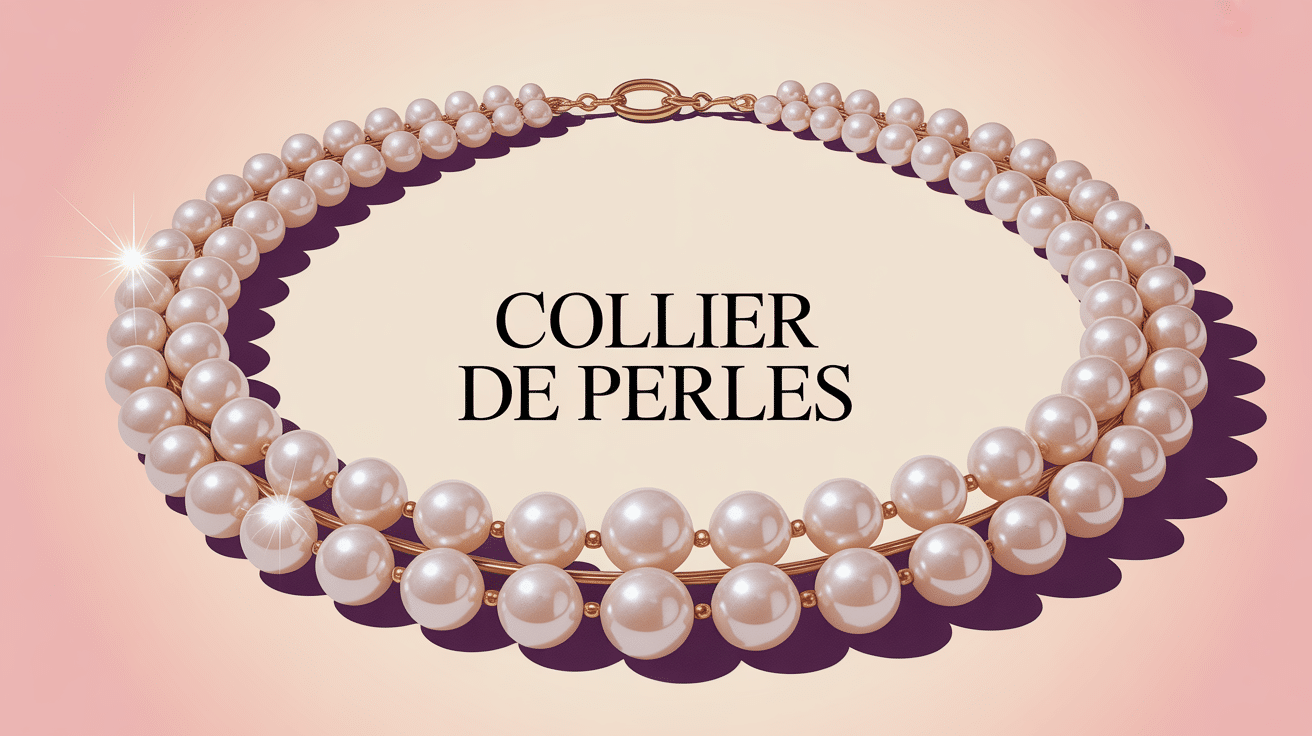 illustration élégante collier de perles sur fond pastel