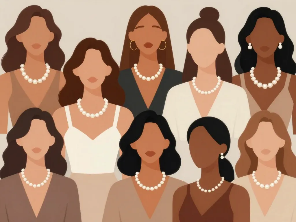 collier de perles porté différents styles et morphologies