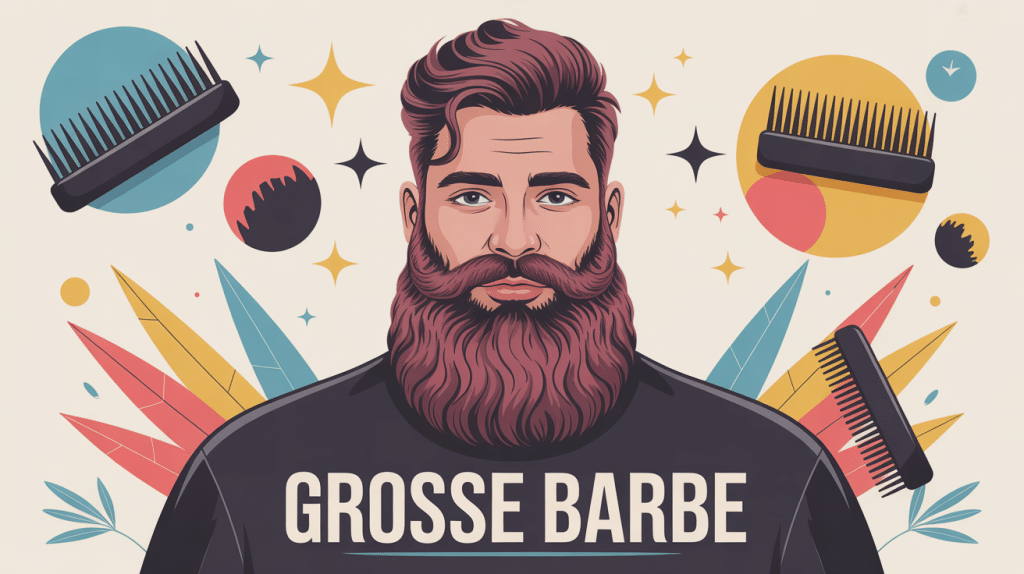 Illustration grosse barbe stylée soignée