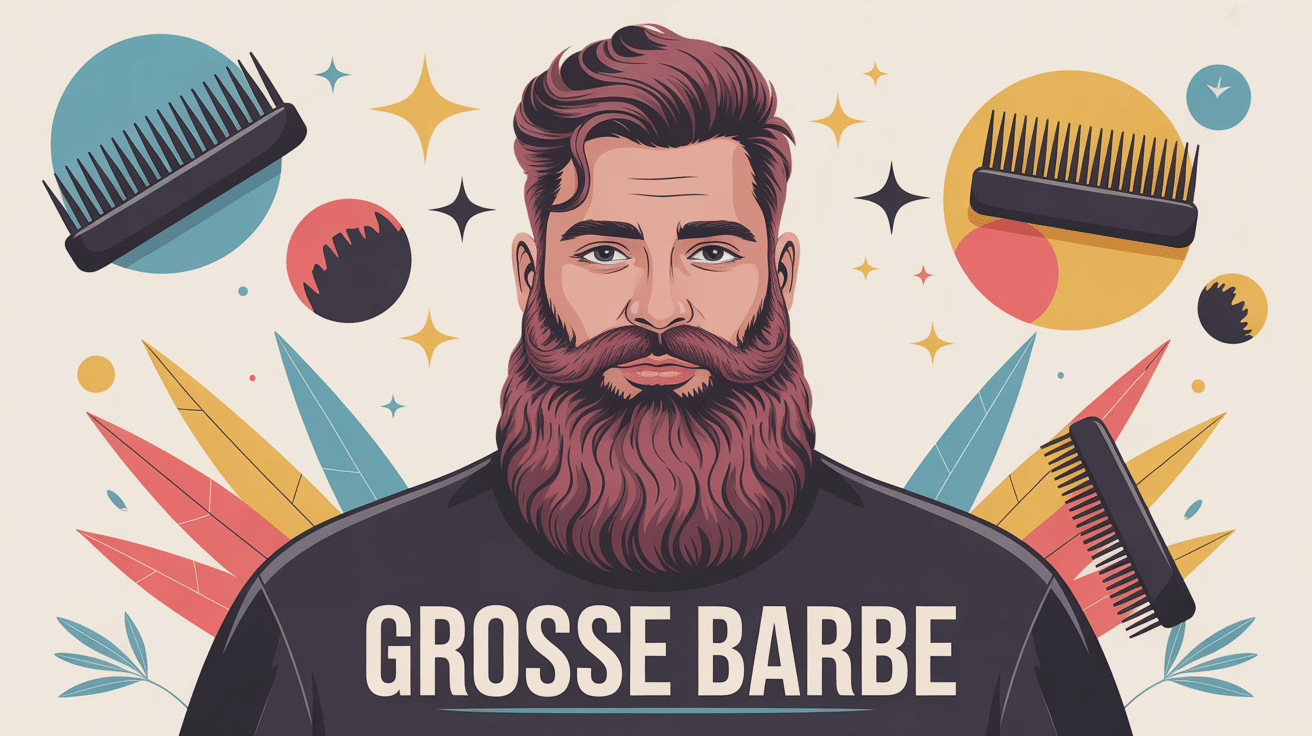 Illustration grosse barbe stylée soignée