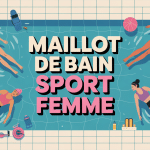 Illustration piscine avec nageuses en maillot de bain sport pour femme