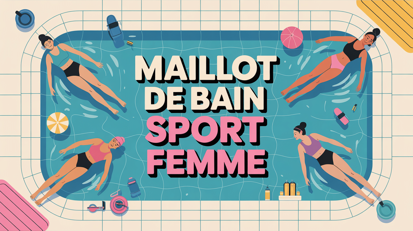 Illustration piscine avec nageuses en maillot de bain sport pour femme