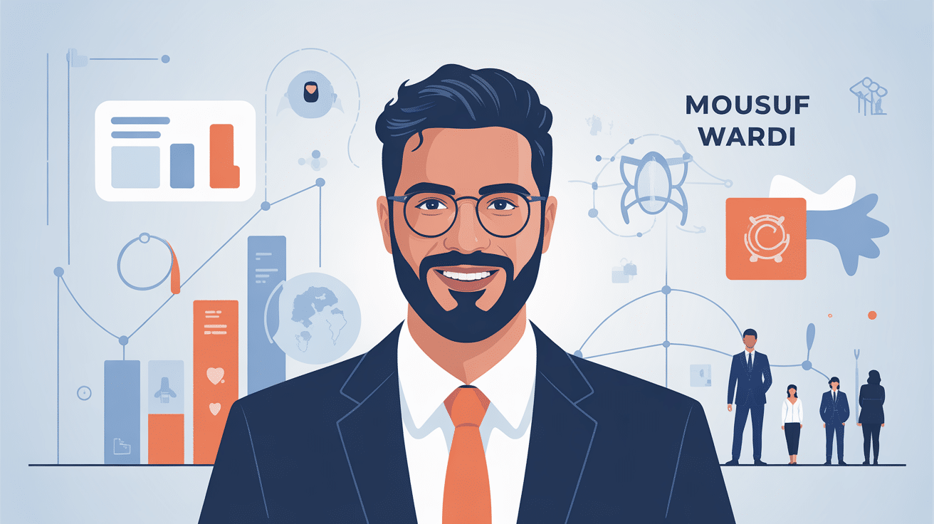 Portrait conceptuel Mousuf Wardi parcours professionnel