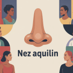 Illustration nez aquilin origine, profils humains stylisés