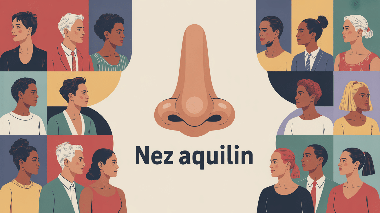 Illustration nez aquilin origine, profils humains stylisés