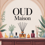 Illustration oud maison avec bougies, diffuseurs et bois d'oud décoratifs