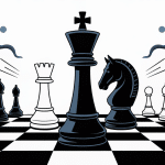 Illustration pion cheval au centre échiquier