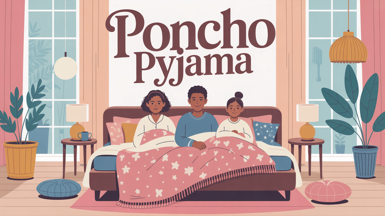 Poncho pyjama cocooning en famille à la maison