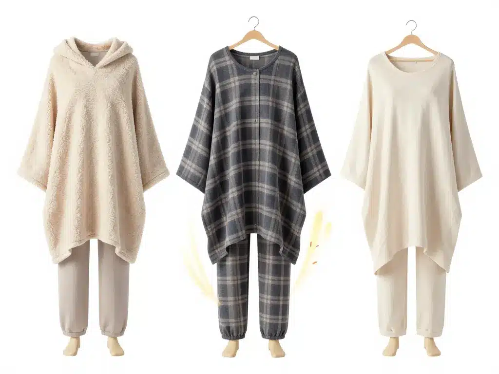 Poncho pyjama matière douce chaude respirante