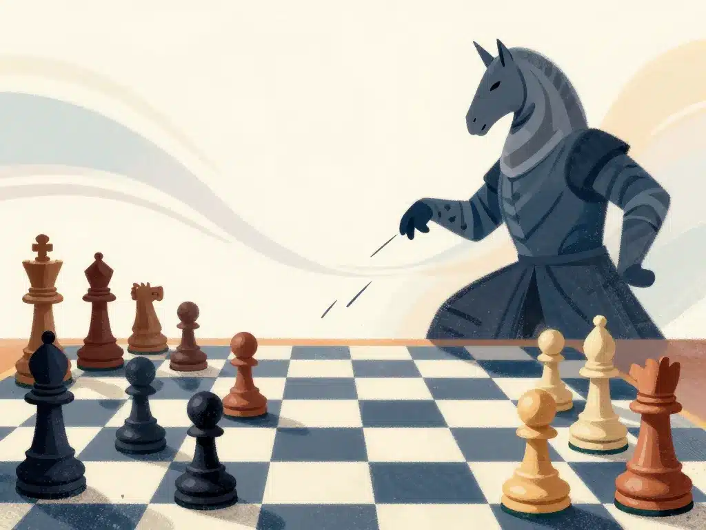 Scène règles spéciales pion cheval échecs