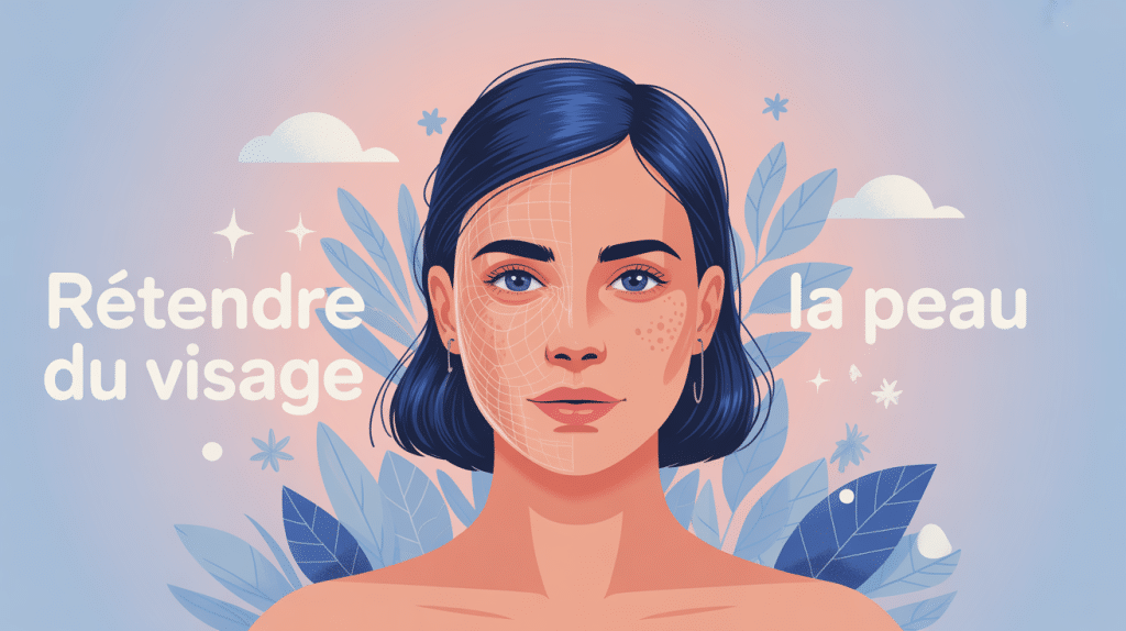 illustration retendre la peau du visage femme avant apres