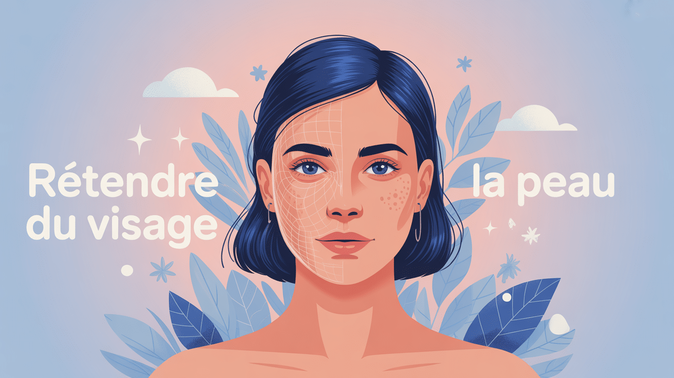 illustration retendre la peau du visage femme avant apres