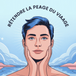 Retendre peau du visage illustration visage lifté