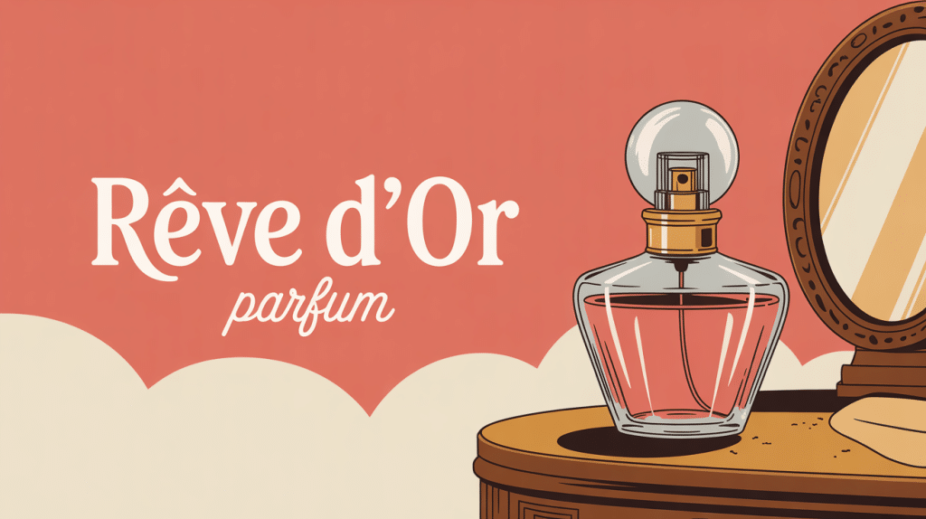 illustration reve d'or parfum flacon vintage