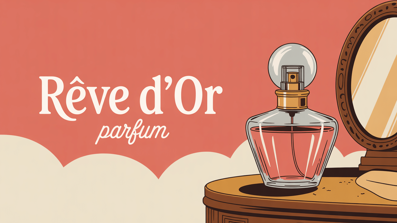 illustration reve d'or parfum flacon vintage