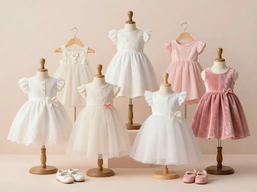 plusieurs robes ceremonie bebe differentes matieres