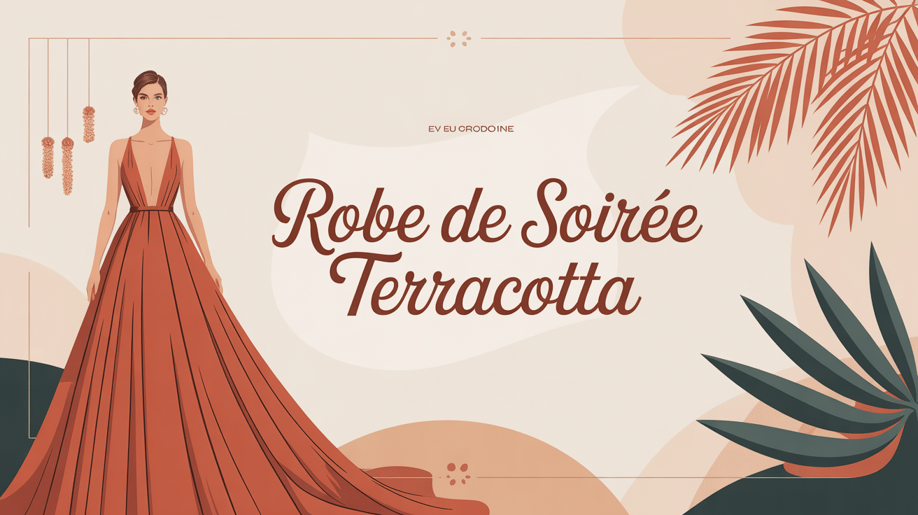 illustration robe soiree terracotta elegante