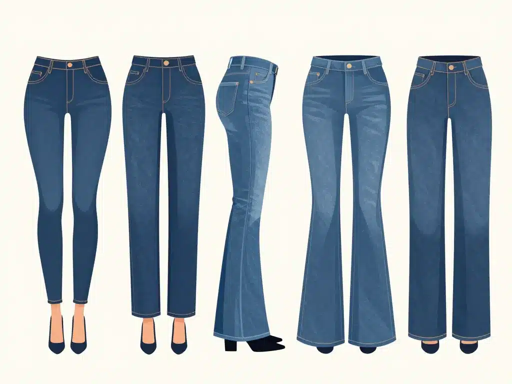 Différents types de jean femme homme ligne comparative