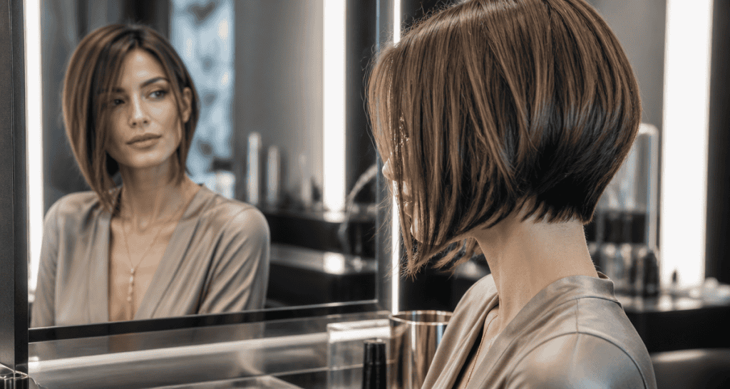 Carré plongeant cheveux fin femme salon