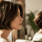 coiffure cheveux fins avec volume devant miroir
