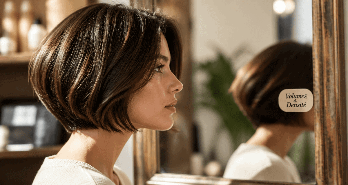 coiffure cheveux fins avec volume devant miroir