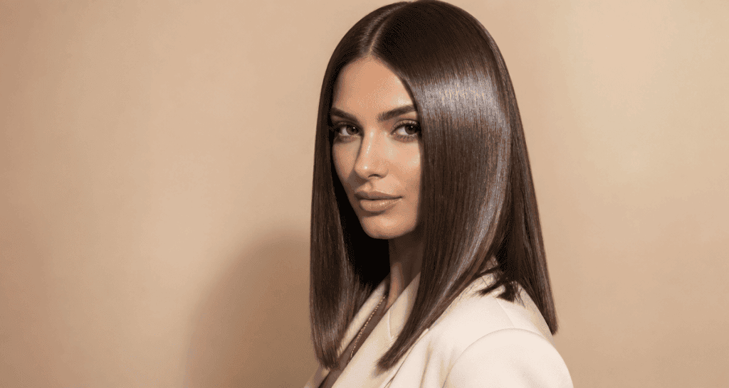 coupe carré long lisse brillance miroir femme