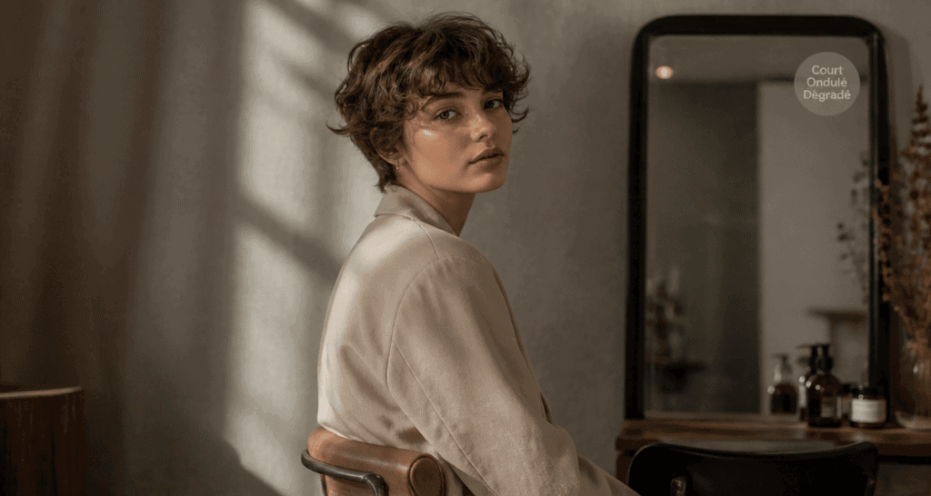 coupe cheveux court ondulé dégradé femme