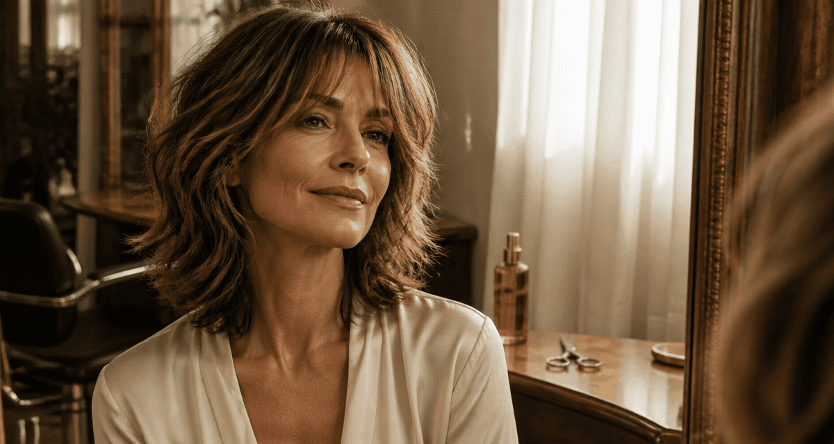 coupe cheveux épais femme 50 ans shag cut avec frange