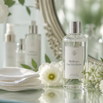 eau micellaire meilleure flacon sur coiffeuse