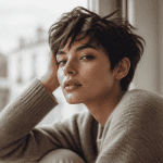 effet décoiffé femme coupe courte cheveux épais et volumineux