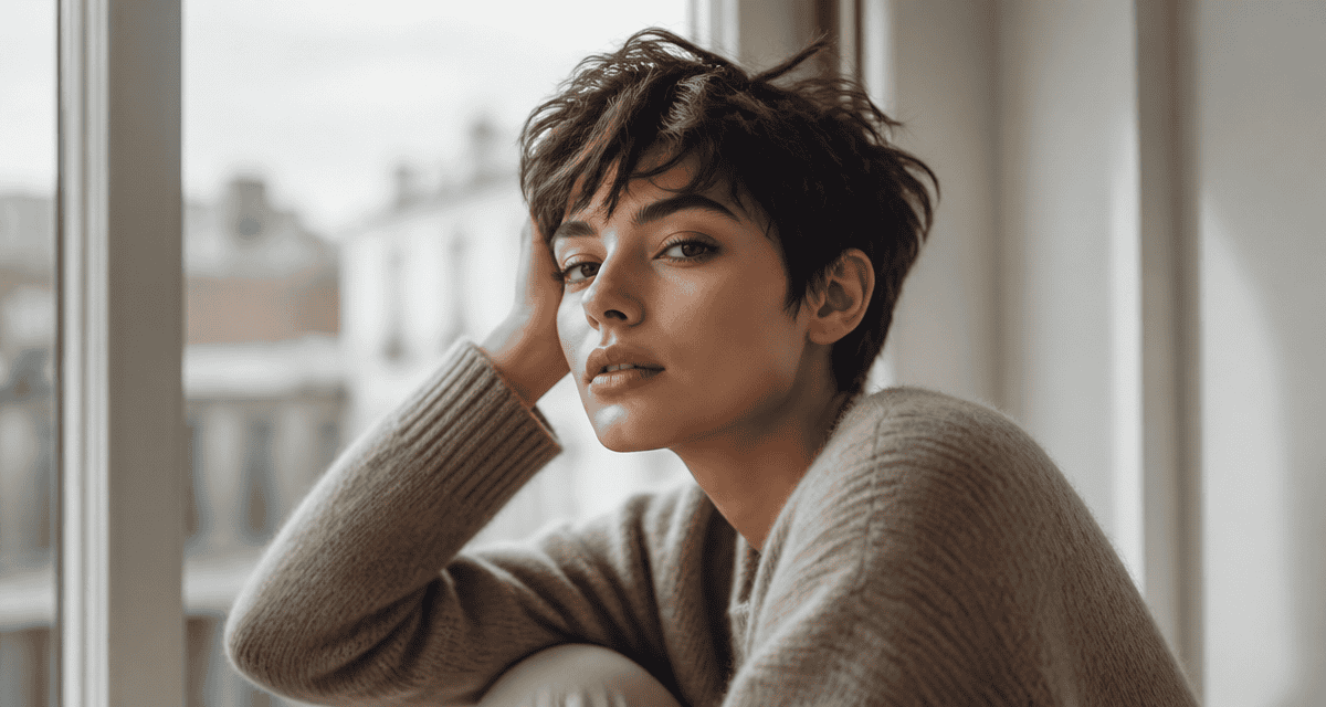 effet décoiffé femme coupe courte cheveux épais et volumineux