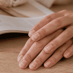 lignes blanches sur les ongles mains soignées