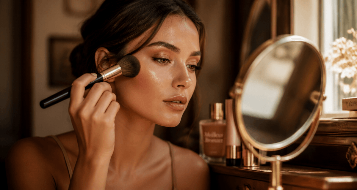 meilleur bronzer femme appliquant maquillage