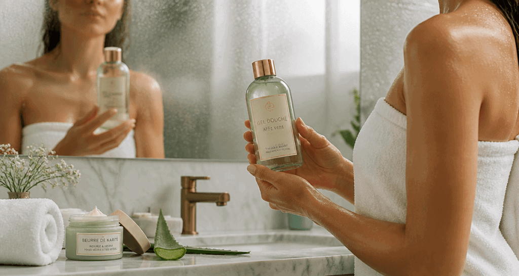 meilleur gel douche hydratant femme dans salle de bain