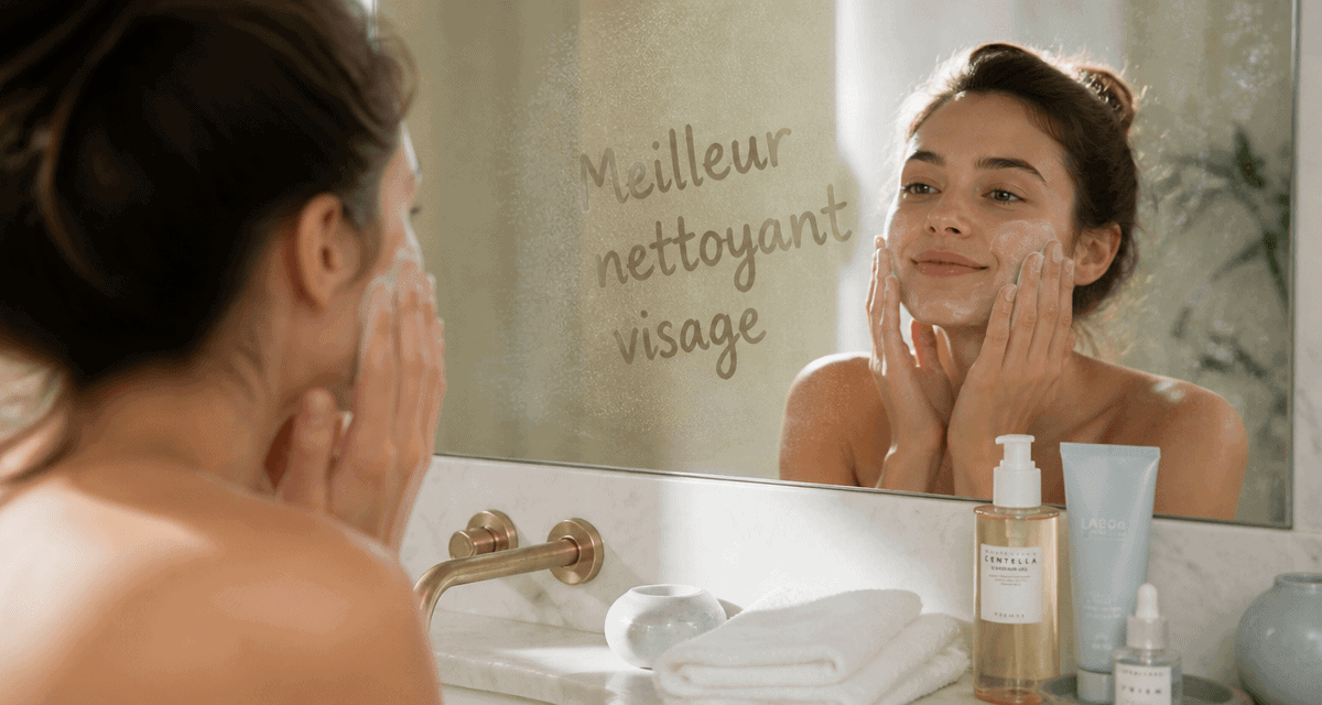Meilleur nettoyant visage femme applique mousse miroir