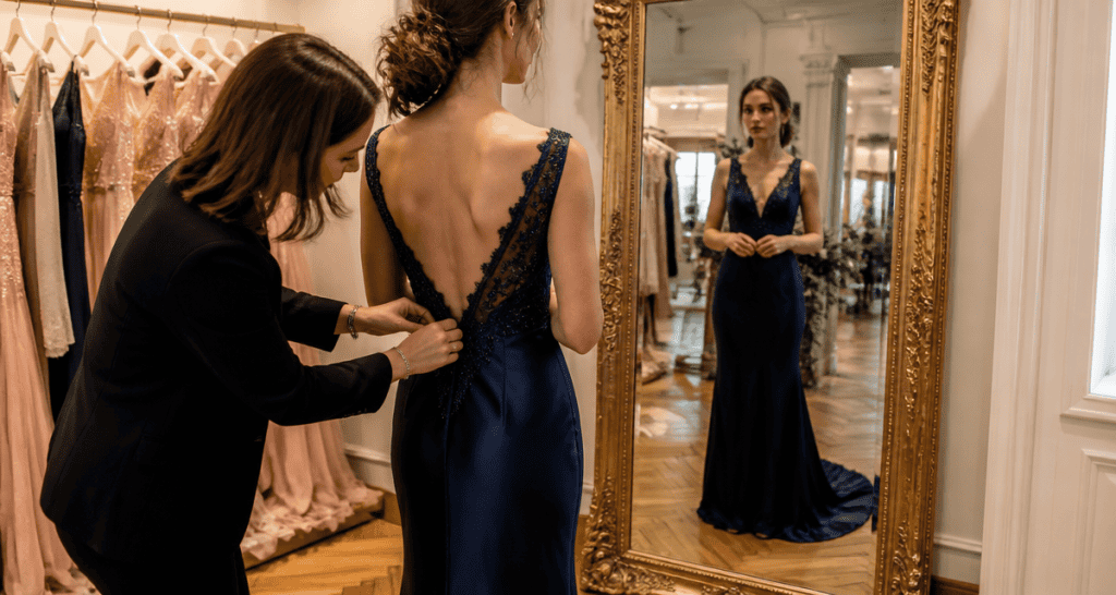 robe de soirée lyon essayage miroir boutique