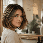 tendance coupe carré femme en salon élégant
